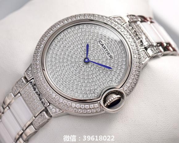 白钻 金钻奢华版卡地亚Cartier蓝气球系列陶瓷间钢女款腕表
