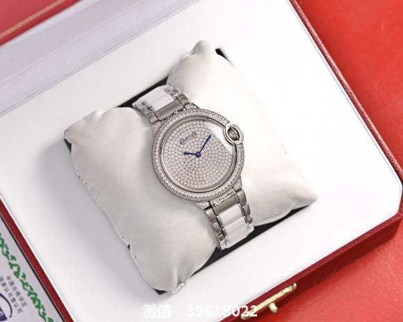 白钻 金钻奢华版卡地亚Cartier蓝气球系列陶瓷间钢女款腕表