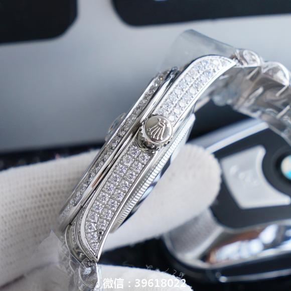 升级版V2劳力士Rolex最新款星期日历型系列满天星镶钻机械男表