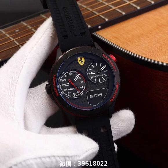 新款Ferrari-法拉利胶带 双时区  酷炫狂拽   超跑赛车系列  两地时显示精品男士腕表