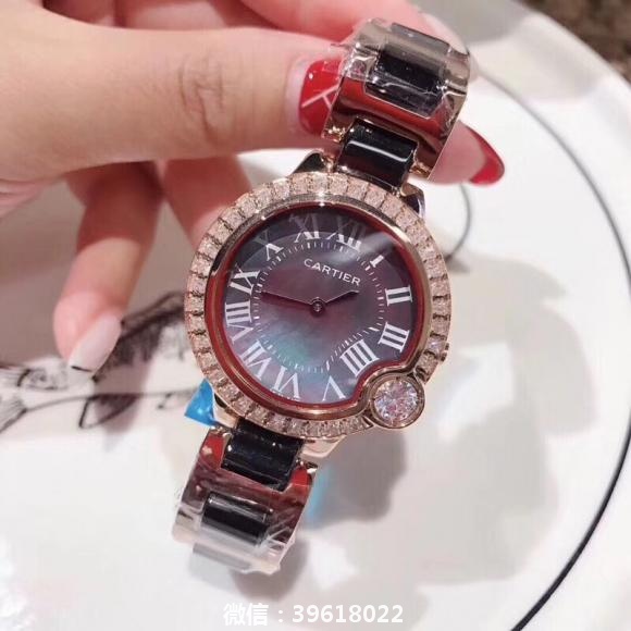 卡地亚Cartier蓝汽球陶瓷间钢女款腕表