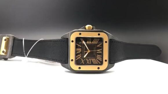 EG Factory最新力作 市场顶级复刻 卡地亚CARTIER黑武士男款上市 全新的Santos 100 Carbon腕表