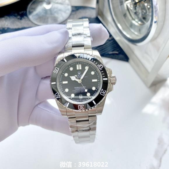 最新量王   （橡胶带\u0026精钢带同价）高清 实拍 轻奢图—最新首发—劳力士-Rolex潜航者水鬼系列 三针陶瓷转圈男士腕表
