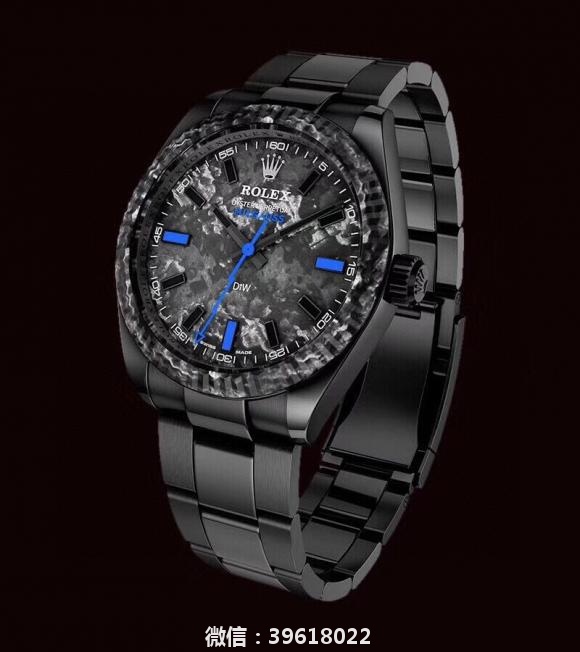 劳力士ROLEX 碳纤维超级夜光MlLGAUSS系列之Diw团队改造版 圈口采用碳纤维材质打造 每一只腕表
