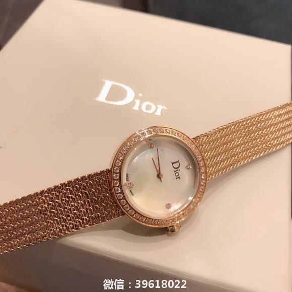 Dior 爆款 女士网带石英款 精钢材质 白色贝母表盘 30mm