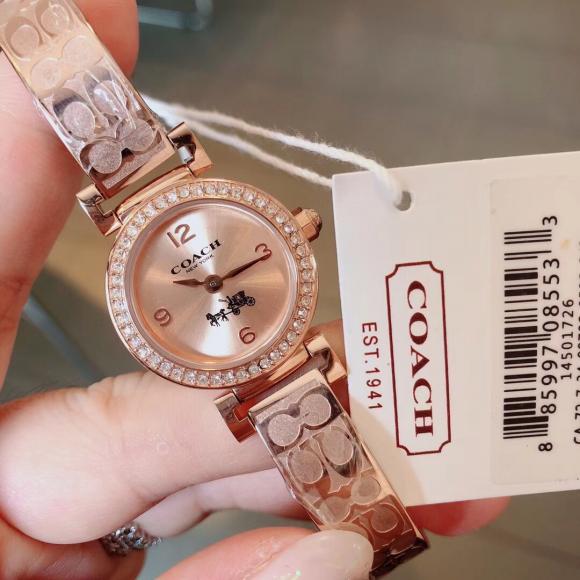 美国热卖代购COACH蔻驰钢带手镯表镶钻 女式小表盘手表