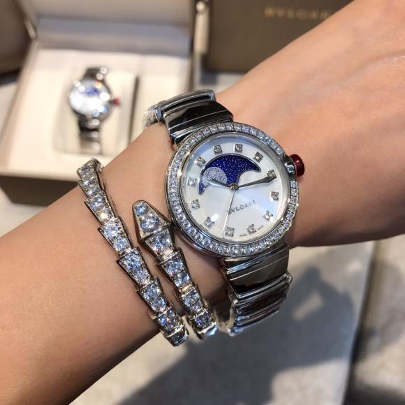 白 枚 钻石➕40宝格丽 月相腕表