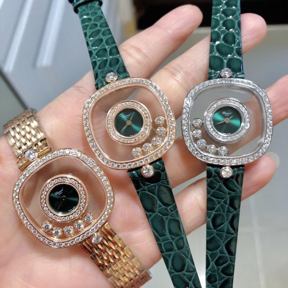 实拍 萧邦新增绿色表盘HAPPY DIAMONDS系列快乐钻腕表