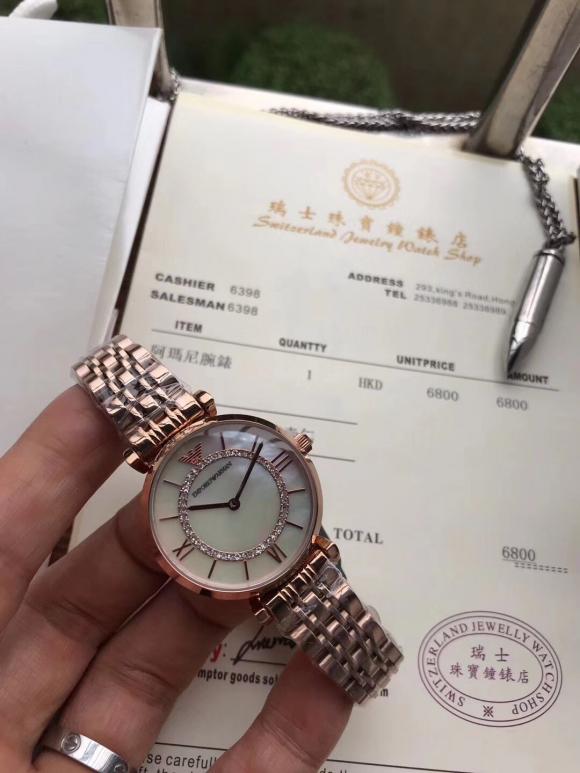 阿玛尼‎Armini 原​单‎阿玛尼​ 型号 AR1909 女​神​必备​款表壳L精钢​表​带L精‎钢​尺寸​ 直径32mm厚度8mm时尚女款​手表